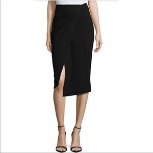 N / Nicholas black ponti wrap front slit pencil skirt